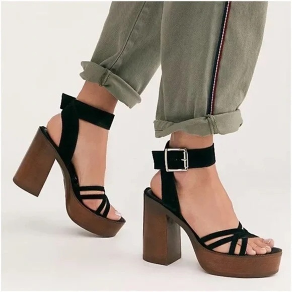 Free People Shoes - Free People Laney Suede Platform Shoe Black 9